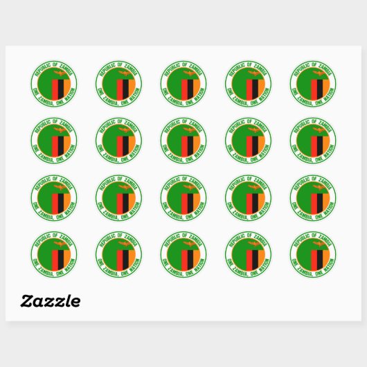 Zambia Round Emblem Ronde Sticker (Vel)