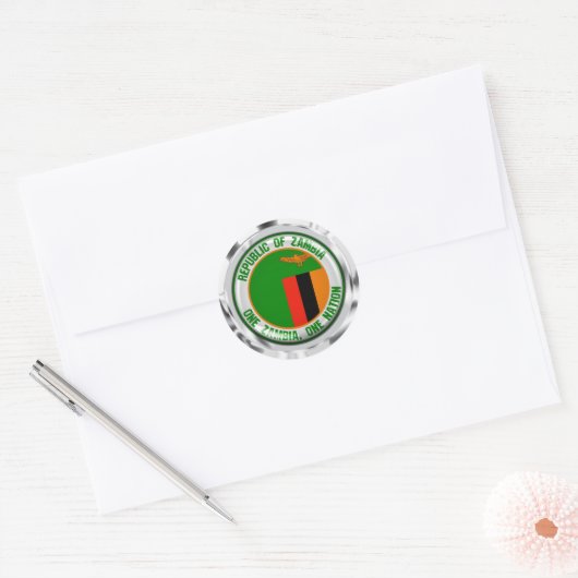 Zambia Round Emblem Ronde Sticker (Envelop)