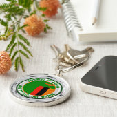 Zambia Round Emblem Sleutelhanger (Zijkant)
