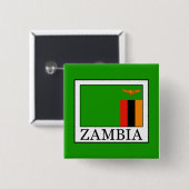 Zambia Vierkante Button 5,1 Cm (Voorkant /achterkant)