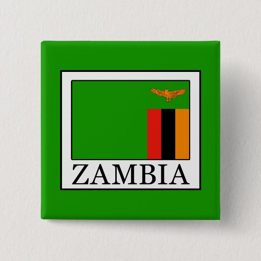 Zambia Vierkante Button 5,1 Cm (Voorkant)