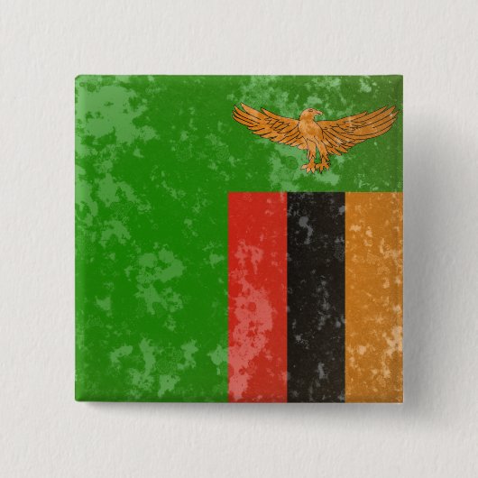 Zambia Vierkante Button 5,1 Cm (Voorkant)