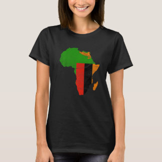 Zambia Vlag Afrika Continent Silhouet Cadeau voor  T-shirt