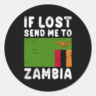 Zambia vlag als verloren Stuur me naar Zambia Ronde Sticker