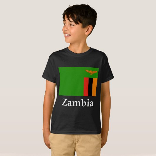 Zambia vlag en naam t-shirt (Voorkant volledig)