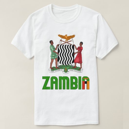 Zambia vlag en wapenschild patriottisch t-shirt (Design voorkant)