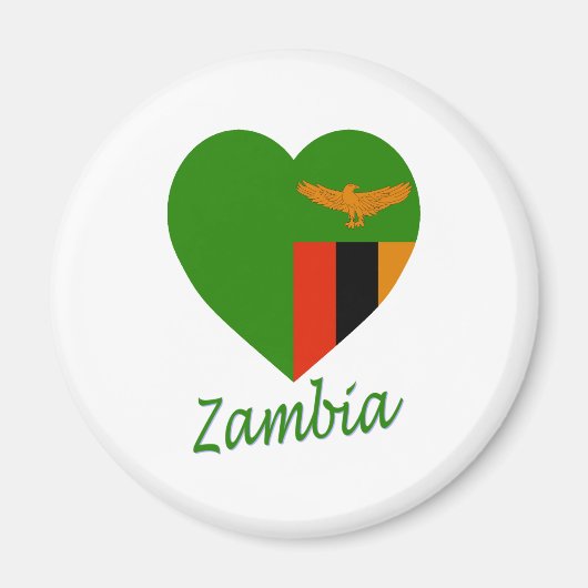 Zambia Vlag Hart Magneet (Voorkant)