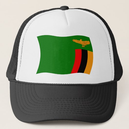 Zambia Vlag Hoed Trucker Pet (Voorkant)