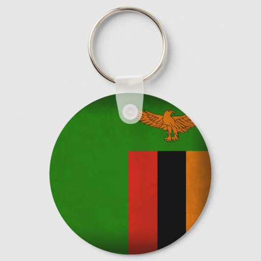 Zambia Vlag Onderdruk Sleutelhanger (Voorkant)