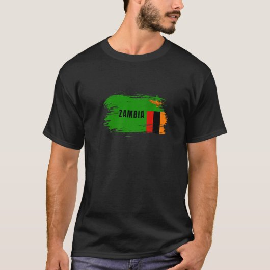 Zambia vlag Oost-Afrika vaart T-shirt (Voorkant)
