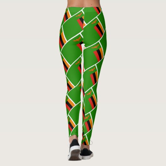 ZAMBIA VLAG Schrift RUN UW RACE gepersonaliseerd Leggings (Achterkant)