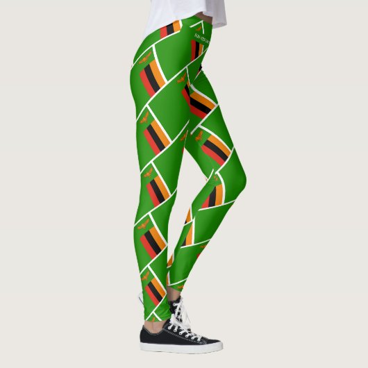 ZAMBIA VLAG Schrift RUN UW RACE gepersonaliseerd Leggings (Rechts)