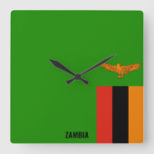 Zambia Vlag verblindend Patriottisch Vierkante Klok (Voorkant)