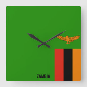 Zambia Vlag verblindend Patriottisch Vierkante Klok