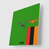 Zambia Vlag verblindend Patriottisch Vierkante Klok (Hoek)