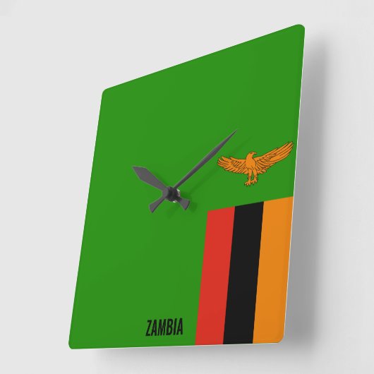 Zambia Vlag verblindend Patriottisch Vierkante Klok (Hoek)