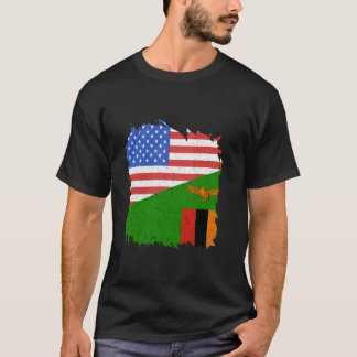 Zambia Vlag Zambische Trots USA Amerika Vintage Za T-shirt