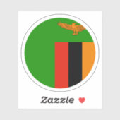 Zambia Vlaggen Ronde Sticker (Vel)