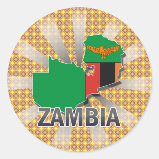 Zambia Vlaggenkaart 2.0 Ronde Sticker (Voorkant)