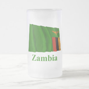 Zambia Waving Flag met naam Matglas Bierpul