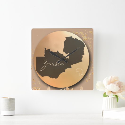 Zambia x Afrika Vierkante Klok (Huis)