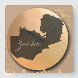 Zambia x Afrika Vierkante Klok