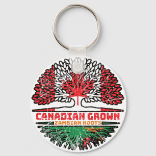 Zambia Zambian Canadees Canada Tree Roots Flag Sleutelhanger