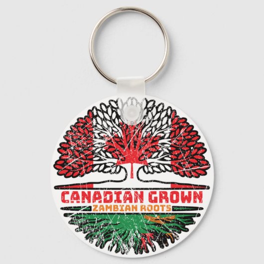 Zambia Zambian Canadees Canada Tree Roots Flag Sleutelhanger (Voorkant)