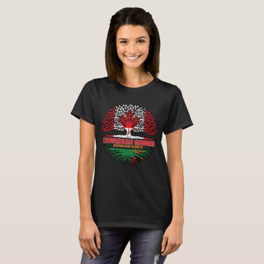 Zambia Zambian Canadees Canada Tree Roots Flag T-shirt (Voorkant volledig)