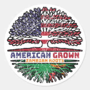 Zambia Zambian US American USA United States Tree Ronde Sticker
