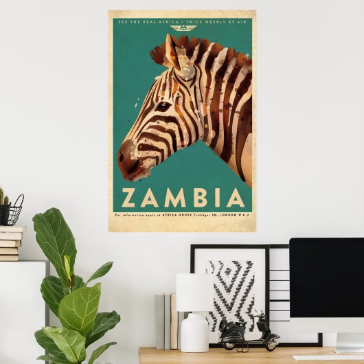 Zambia-Zebra Poster (Thuiskantoor)