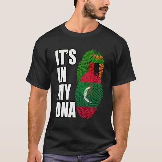 Zambiaans en Maledivisch mix erfgoed DNA vlag T-shirt (Voorkant)