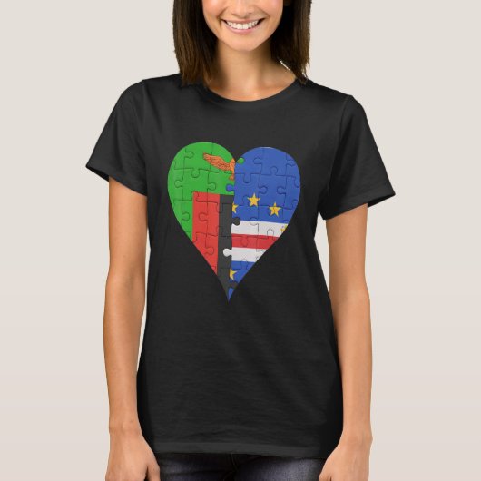 Zambiaans Kaapverdisch Vlag Hart T-shirt (Voorkant)