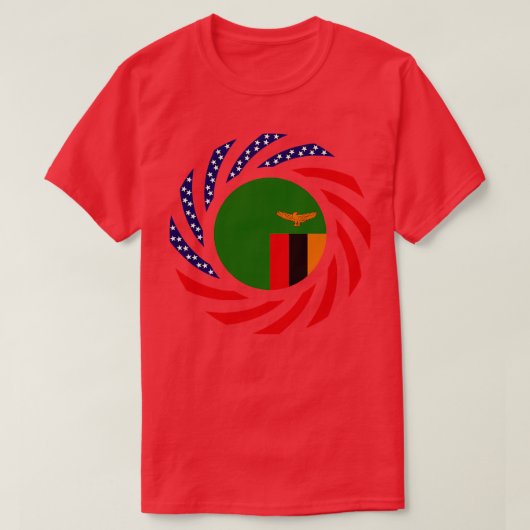 Zambiaanse Amerikaanse Multinationale Patriot Flag T-shirt (Design voorkant)