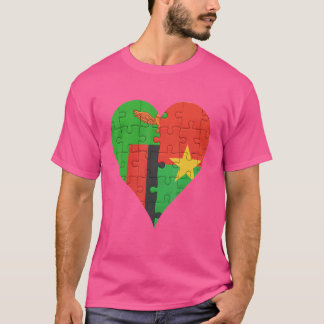 Zambiaanse Burkinese Vlag Hart T-shirt