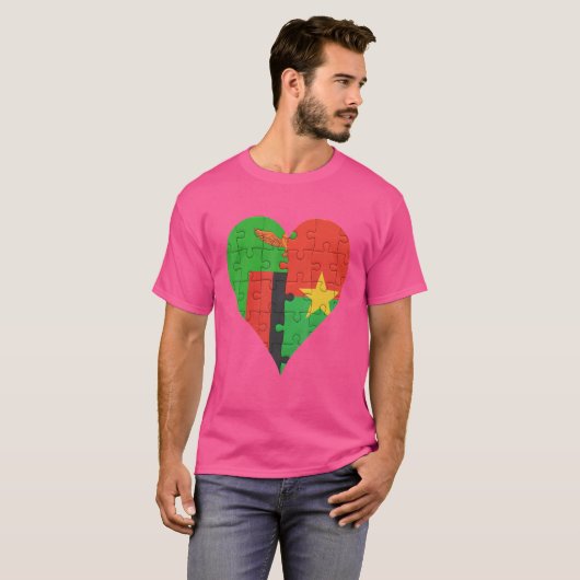 Zambian Burkinabe Flag Heart T-shirt (Voorkant volledig)