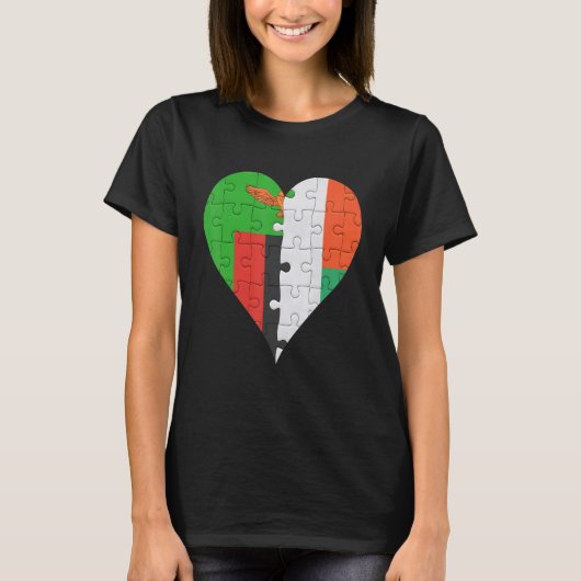 Zambian Malagasy Flag Heart T-shirt (Voorkant)