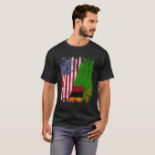 Zambian Roots Half Amerikaanse vlag VS Zambia vlag T-shirt (Voorkant volledig)