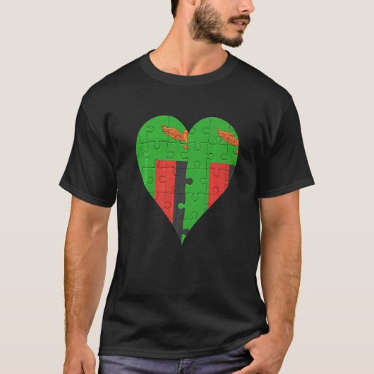 Zambian Zambian Flag Heart T-shirt (Voorkant)