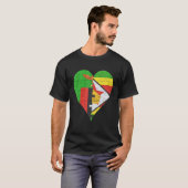 Zambian Zimbabwean Flag Heart T-shirt (Voorkant volledig)