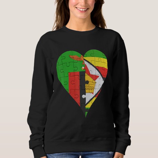 Zambian Zimbabwean Flag Heart Trui (Voorkant)