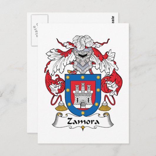 Zamora Family Crest Briefkaart (Voorkant / Achterkant)
