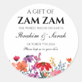 Zamzam Water Nikah Moslim Bruiloft Favor Bloemen Ronde Sticker (Voorkant)