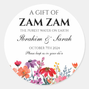 Zamzam Water Nikah Moslim Bruiloft Favor Bloemen Ronde Sticker