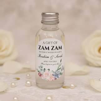 Zamzam Water Nikah Moslim Bruiloft Favor Bloemen Ronde Sticker