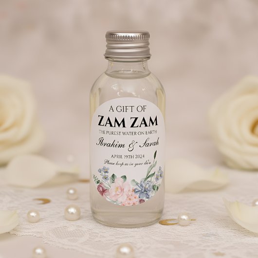 Zamzam Water Nikah Moslim Bruiloft Favor Bloemen Ronde Sticker