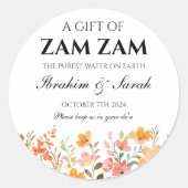 Zamzam Water Nikah Moslim Bruiloft Favor Bloemen Ronde Sticker (Voorkant)