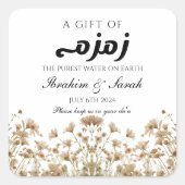Zamzam Water Wildflower Nikah Moslim Bruiloft Vierkante Sticker (Voorkant)