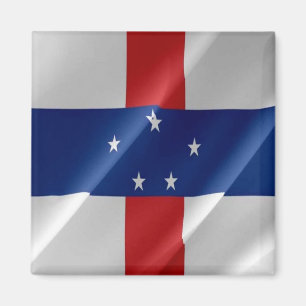 zAN002 NEDERLANDSE ANTILLEN, Waving Flag, Fridge Magneet