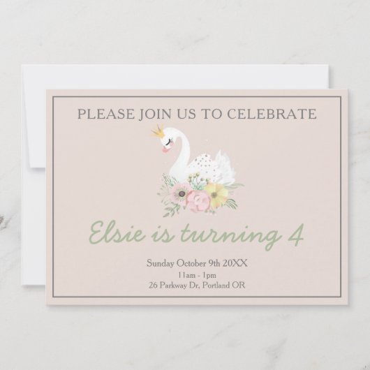 zan princess schattige roze meisjes verjaardag kaart (Voorkant)